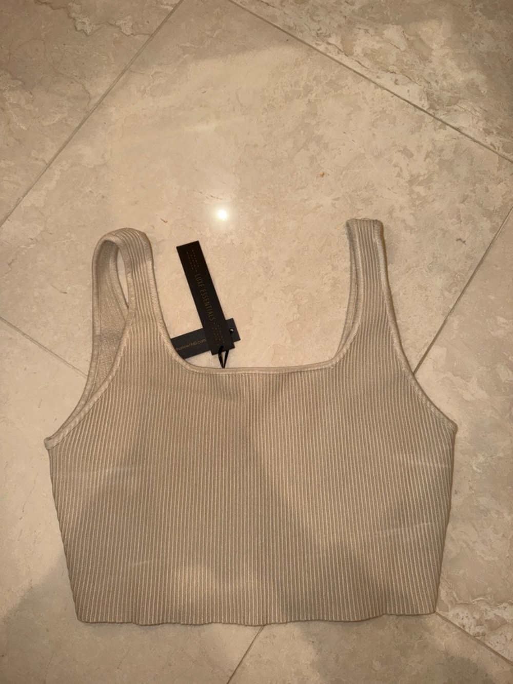 House of Harlow 1960 Ribbed Tank Crop Top - Beige